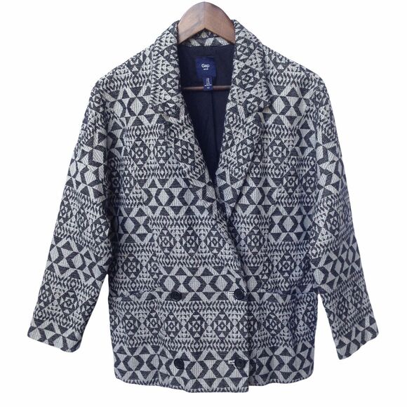 Gap Factory Women Double-Breasted Blazer Size M Tribal Aztec Geometric Pockets‎ - Picture 1 of 11